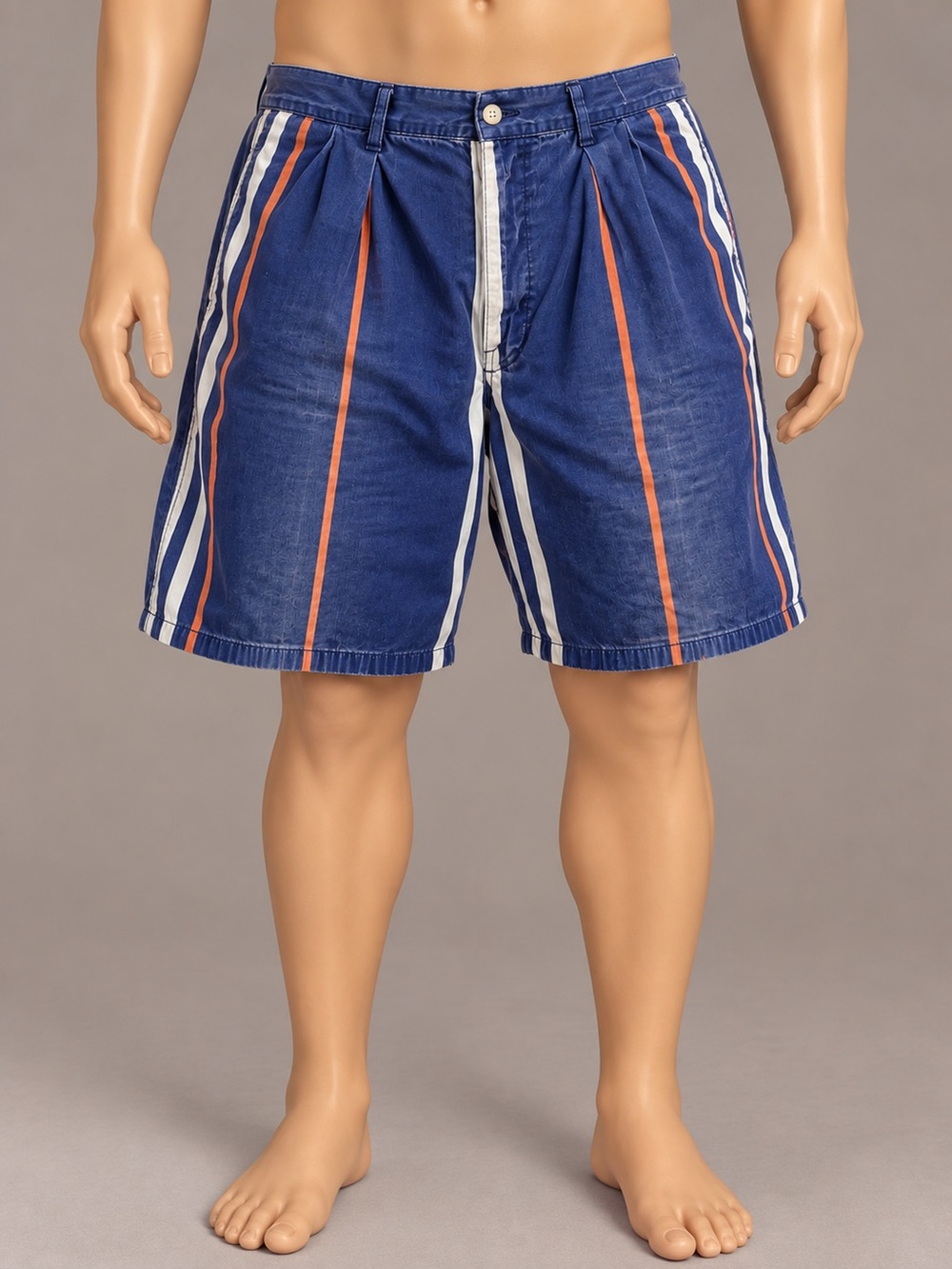 Vintage Polo Ralph Lauren Men’s Striped Shorts 20” Waist Navy Orange